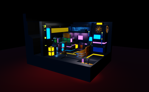 Low Poly Funky Tech Room preview image